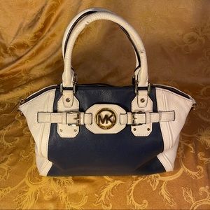 Michael Kors White and Navy Shoulder Bag